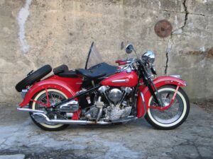 Harley-Davidson Knucklehead FL 74" with left hand sidecar, 1947