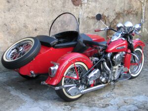Harley-Davidson Knucklehead FL 74" with left hand sidecar, 1947
