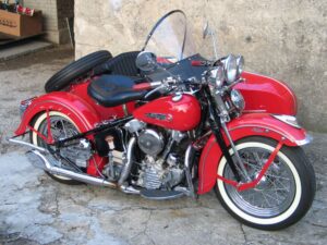 Harley-Davidson Knucklehead FL 74" with left hand sidecar, 1947