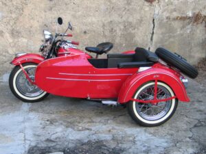 Harley-Davidson Knucklehead FL 74" with left hand sidecar, 1947